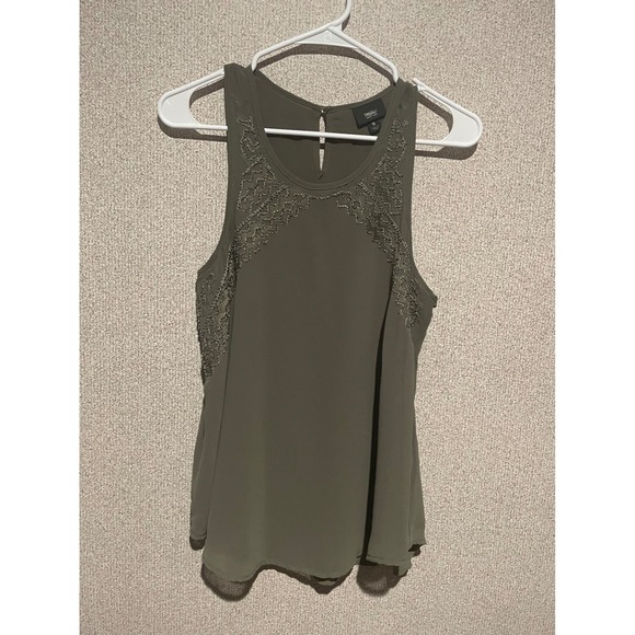 Mossimo Denim Tops - Olive Lace Trim Tank Top - Express